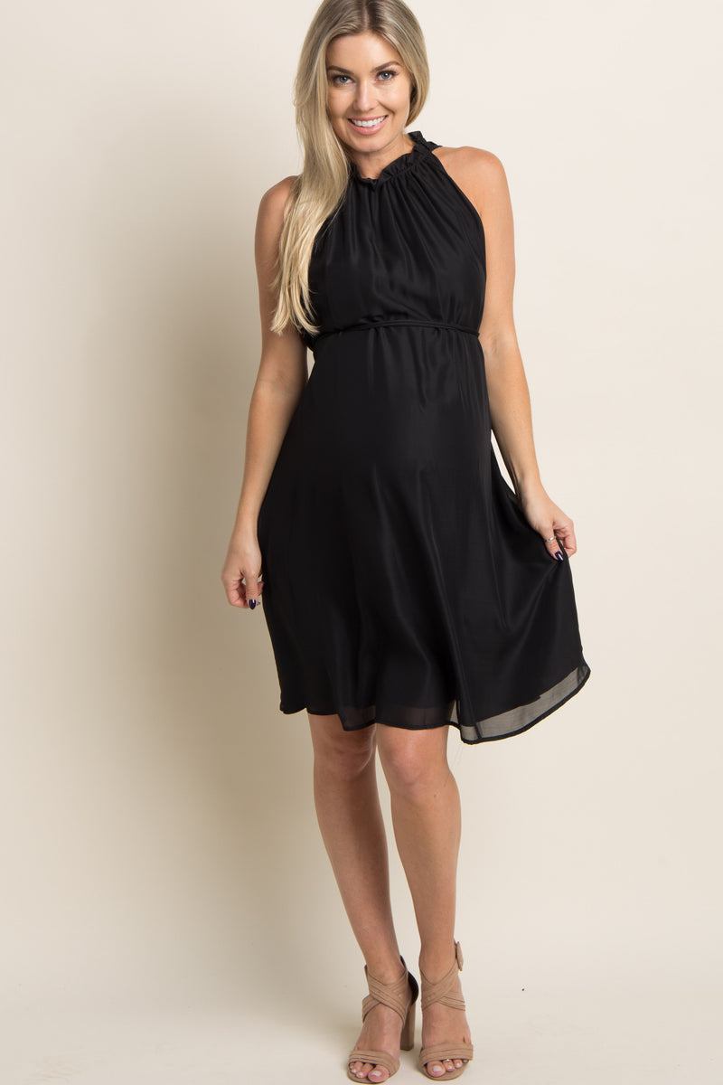 sachin and babi light blue dress PinkBlush Black Chiffon High Neck Maternity Dress