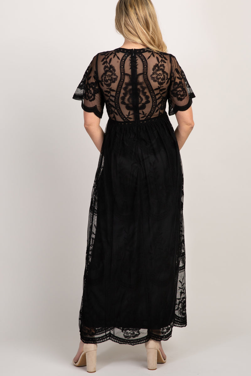 PinkBlush Black Lace Overlay Maternity Maxi Dress PinkBlush Black Lace Overlay Maternity Maxi Dress