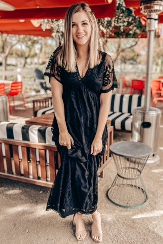 PinkBlush Black Lace Mesh Overlay Maxi Dress PinkBlush Black Lace Mesh Overlay Maxi Dress