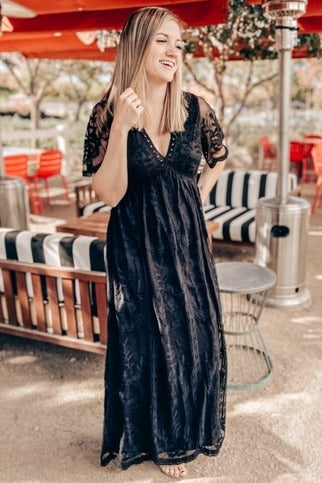 Pinkblush Black Lace Mesh Overlay Maxi Dress Pinkblush Black Lace Mesh Overlay Maxi Dress