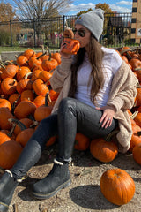 Taupe Fuzzy Hooded Long Sleeve Jacket