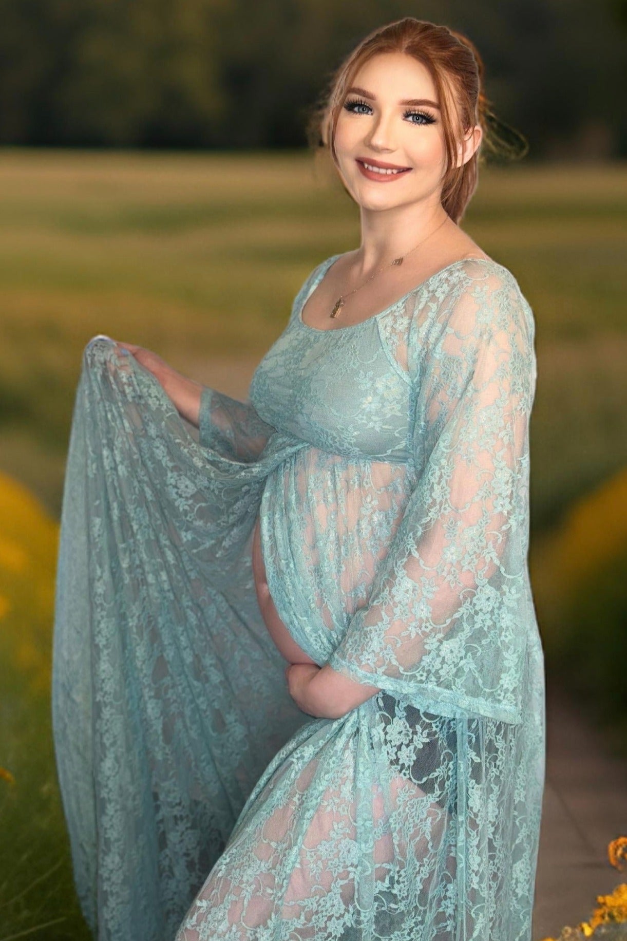 PinkBlush Blue Lace Off Shoulder Maternity Photoshoot Gown/Dress PinkBlush Blue Lace Off Shoulder Maternity Photoshoot Gown/Dress