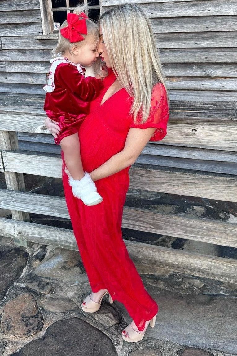 Pinkblush Red Lace Overlay Maternity Maxi Dress Pinkblush Red Lace Overlay Maternity Maxi Dress