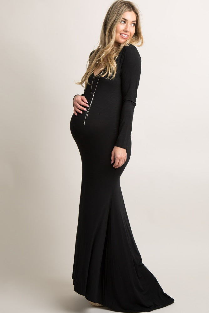 PinkBlush Black Long Sleeve Photoshoot Maternity Gown/Dress PinkBlush Black Long Sleeve Photoshoot Maternity Gown/Dress