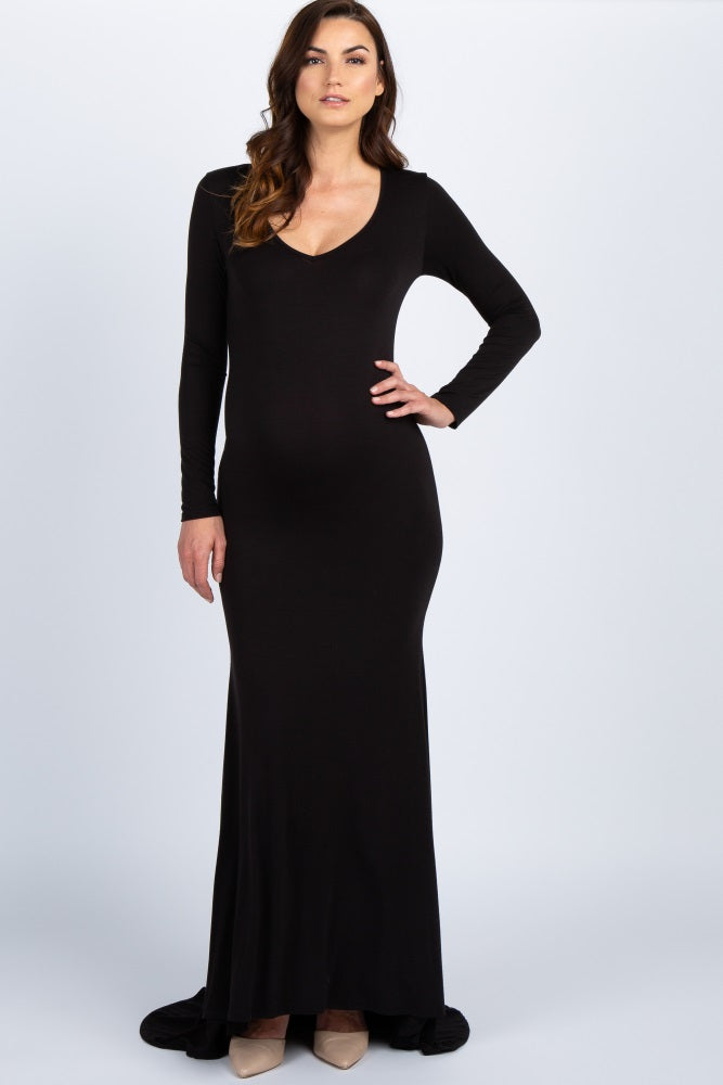 Pinkblush Black Long Sleeve Photoshoot Maternity Gown/Dress