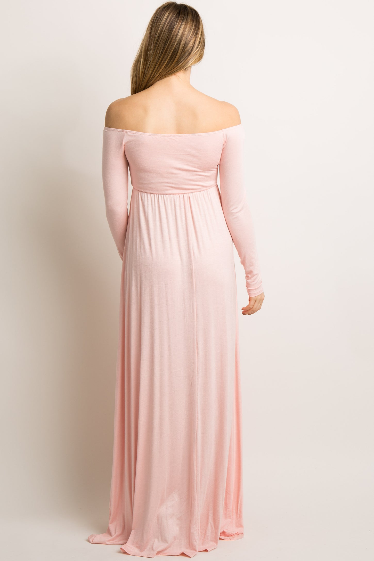 PinkBlush Tall Pink Solid Off Shoulder Maternity Maxi Dress PinkBlush Tall Pink Solid Off Shoulder Maternity Maxi Dress