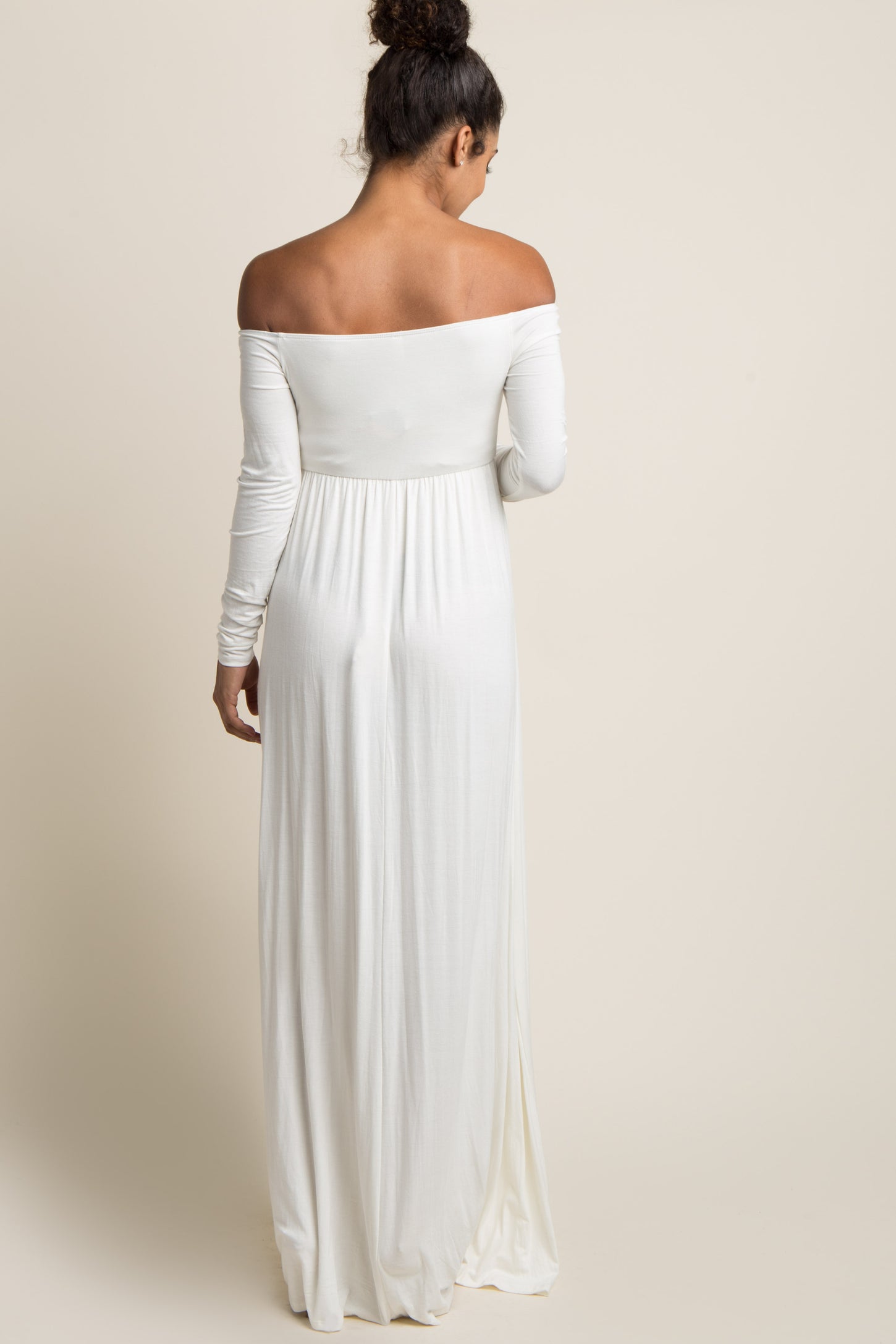PinkBlush Petite Ivory Off Shoulder Maternity Maxi Dress PinkBlush Petite Ivory Off Shoulder Maternity Maxi Dress