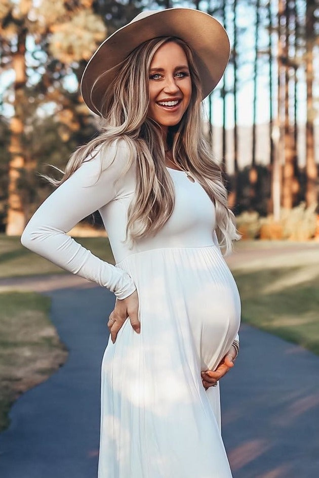 petite maternity maxi dress PinkBlush Petite Pink Solid Off Shoulder Maternity Maxi Dress