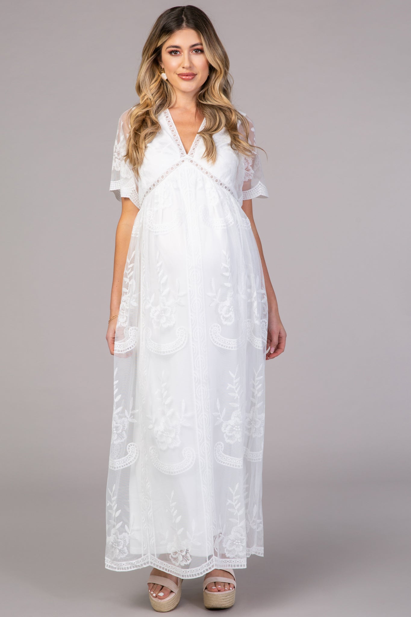 Pinkblush White Lace Overlay Maternity Maxi Dress Pinkblush White Lace Overlay Maternity Maxi Dress