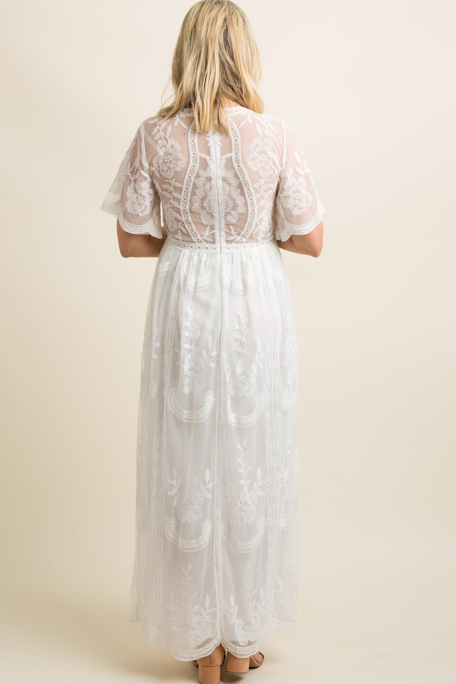 PinkBlush White Lace Overlay Maternity Maxi Dress PinkBlush White Lace Overlay Maternity Maxi Dress