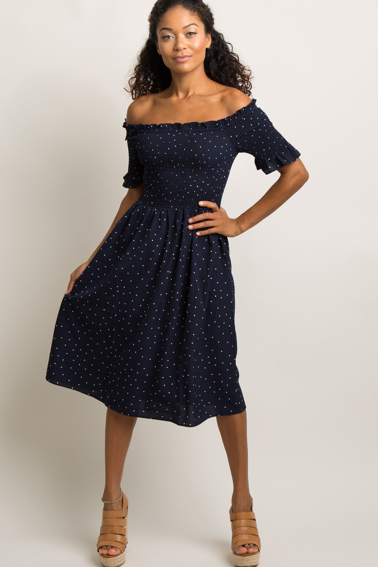 dot and lu maternity drop waist dress Women's Maternity Dress V Neck Short Sleeve Swiss Polka Dot Midi Dress Summer Casual A Line
