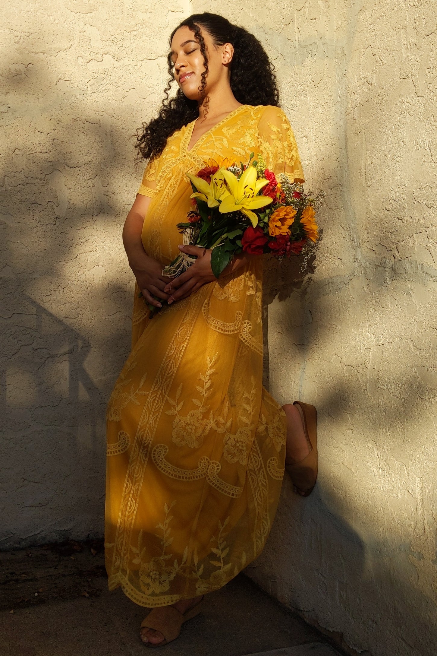 PinkBlush Mustard Lace Mesh Overlay Maternity Maxi Dress PinkBlush Mustard Lace Mesh Overlay Maternity Maxi Dress