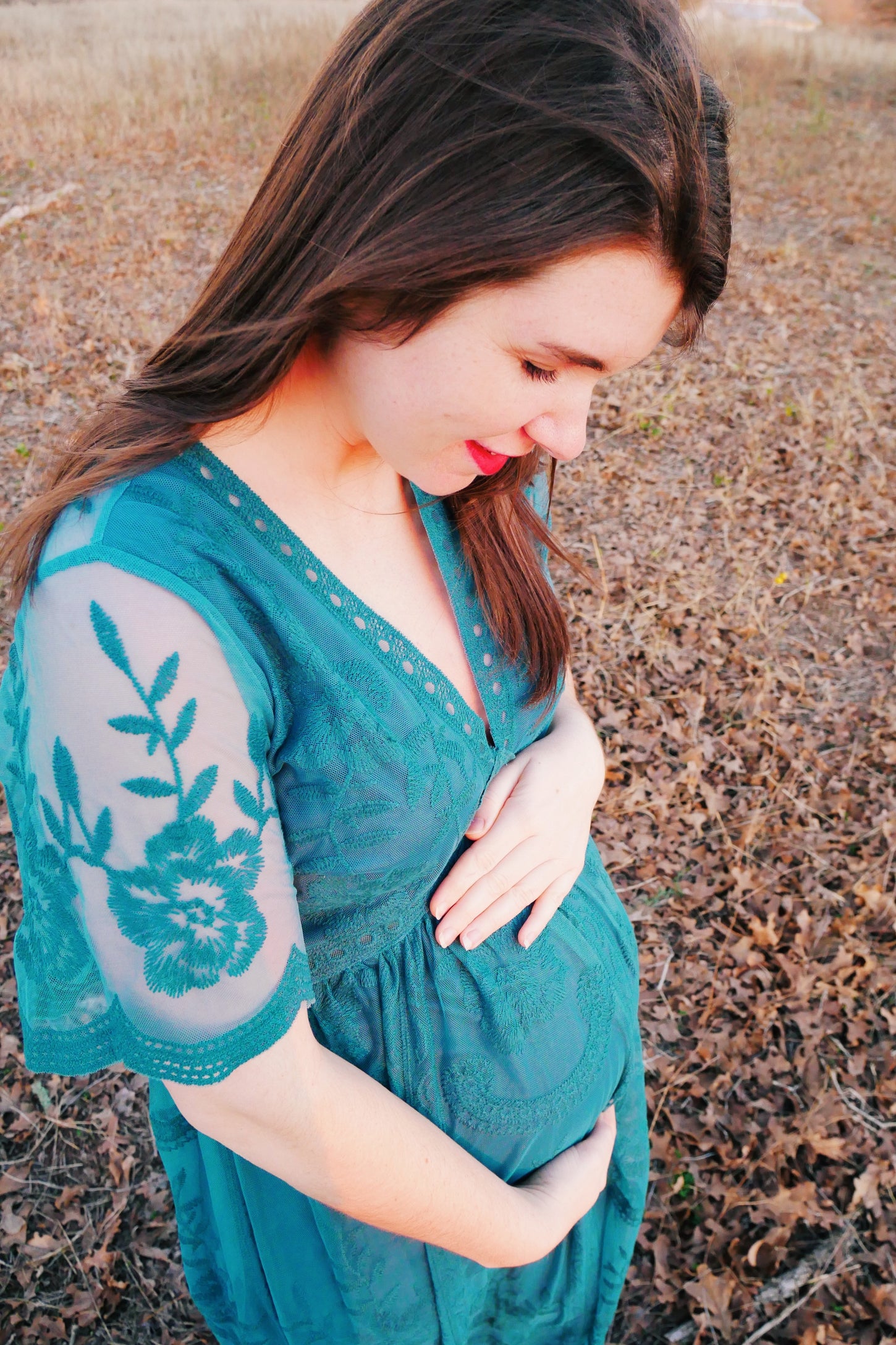 PinkBlush Teal Lace Overlay Maternity Maxi Dress PinkBlush Teal Lace Overlay Maternity Maxi Dress