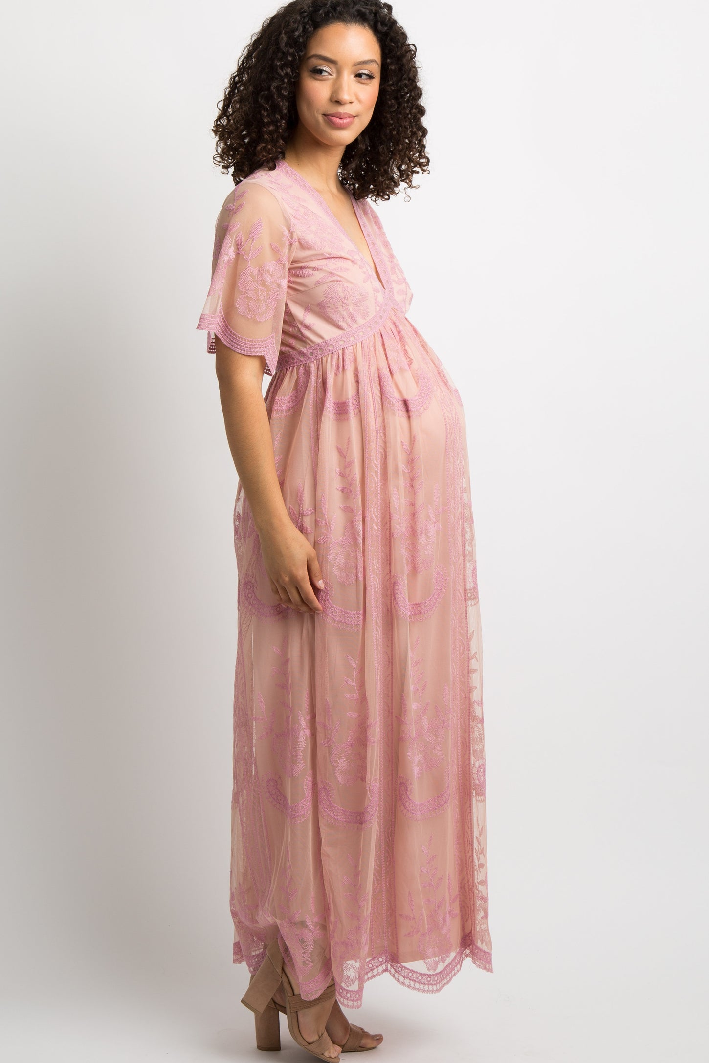 maxi dress with mesh stomach Halter Ruched Mesh Maxi Dress Black