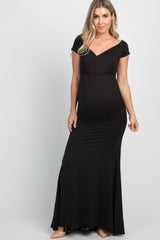 PinkBlush Black Off Shoulder Wrap Maternity Photoshoot Gown/Dress