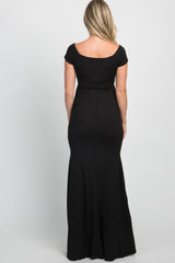 PinkBlush Black Off Shoulder Wrap Maternity Photoshoot Gown/Dress