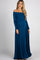 PinkBlush Dark Teal Solid Off Shoulder Maternity Maxi Dress