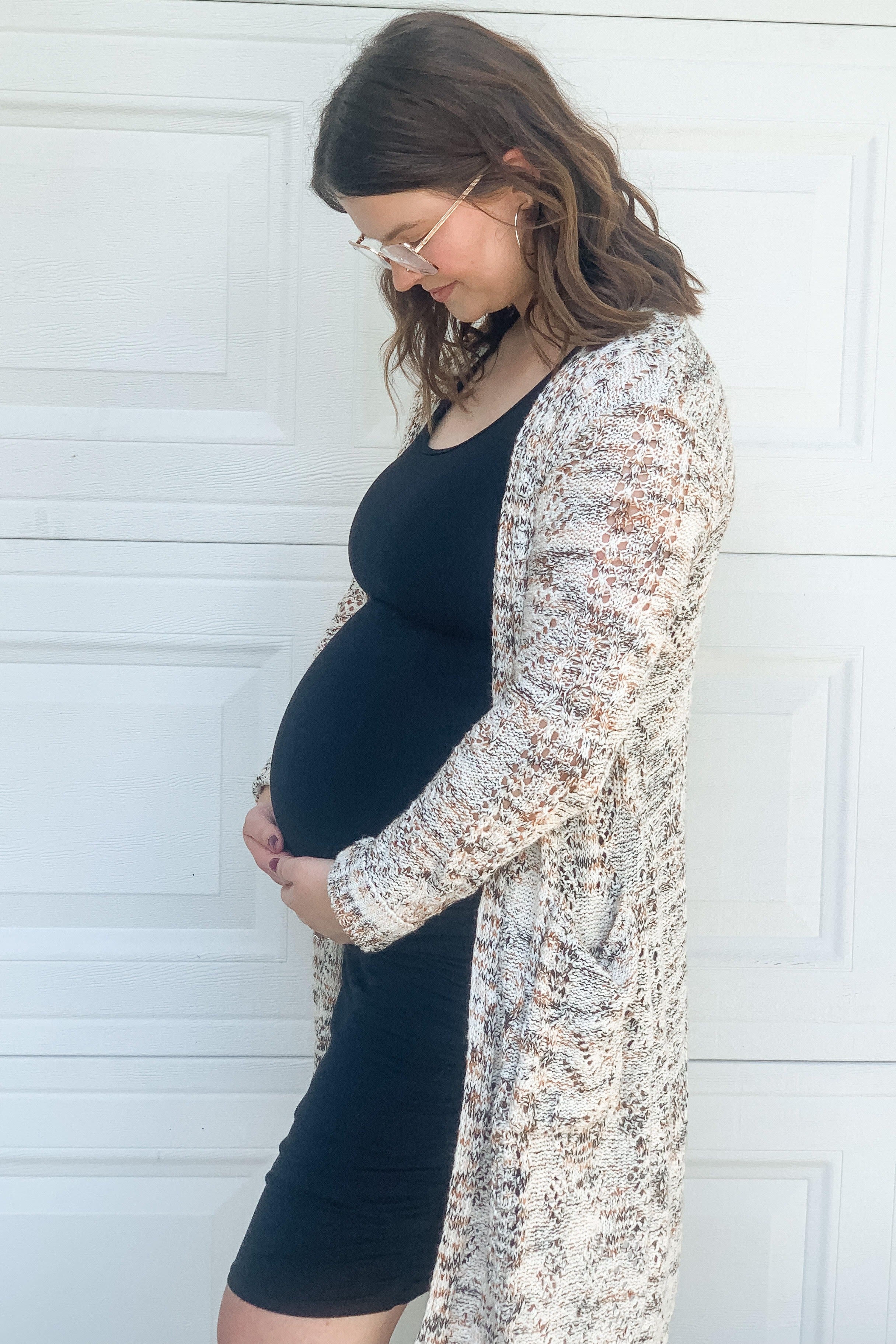 blue dress for baby girl Black Solid Ruched Fitted Maternity Bodycon Midi Dress Small