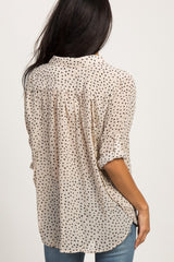 Beige Polka Dot Chiffon Blouse