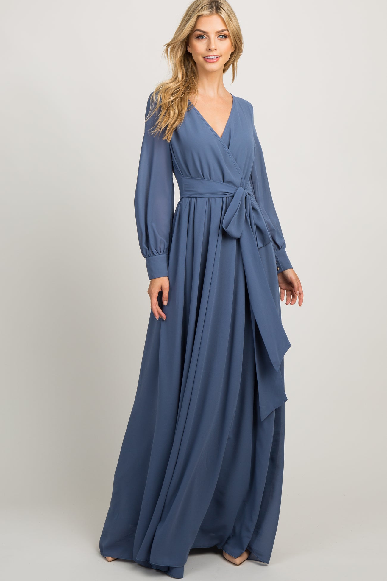 chiffon long sleeve pleated maternity maxi dress Black Chiffon Long Sleeve Pleated Plus Maternity Maxi Dress PinkBlush