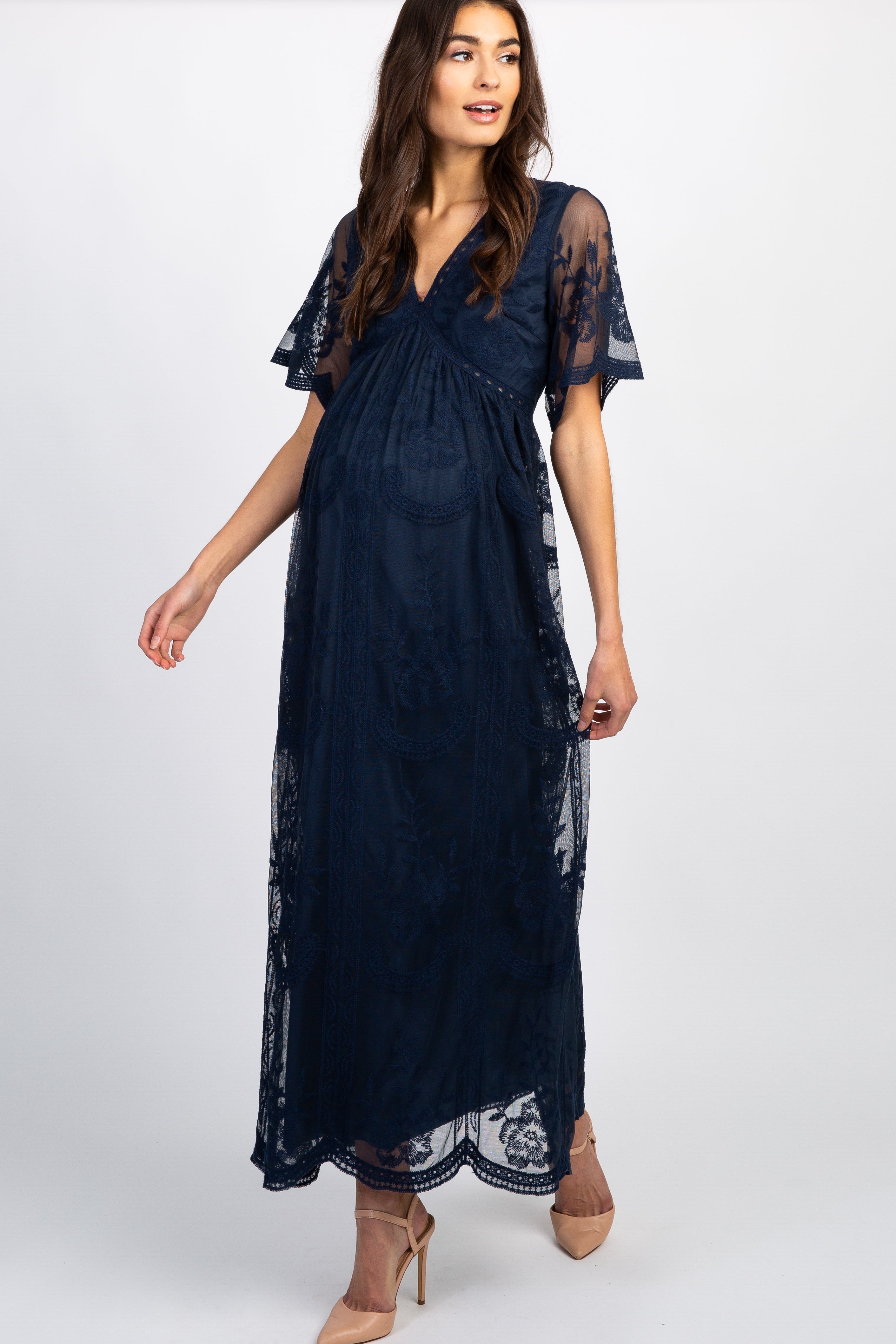 blue lace baby shower dress Rainbow Lace Maxi Maternity Gown Baby Shower Dress, Rainbow / 3XL