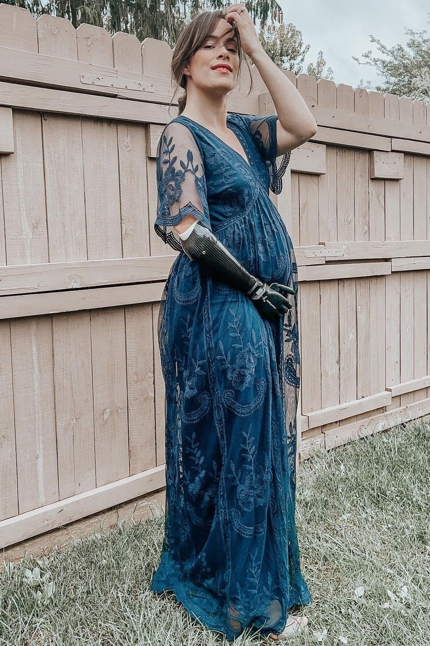 blue dress for baby girl Navy Floral Maternity Dress main image 0