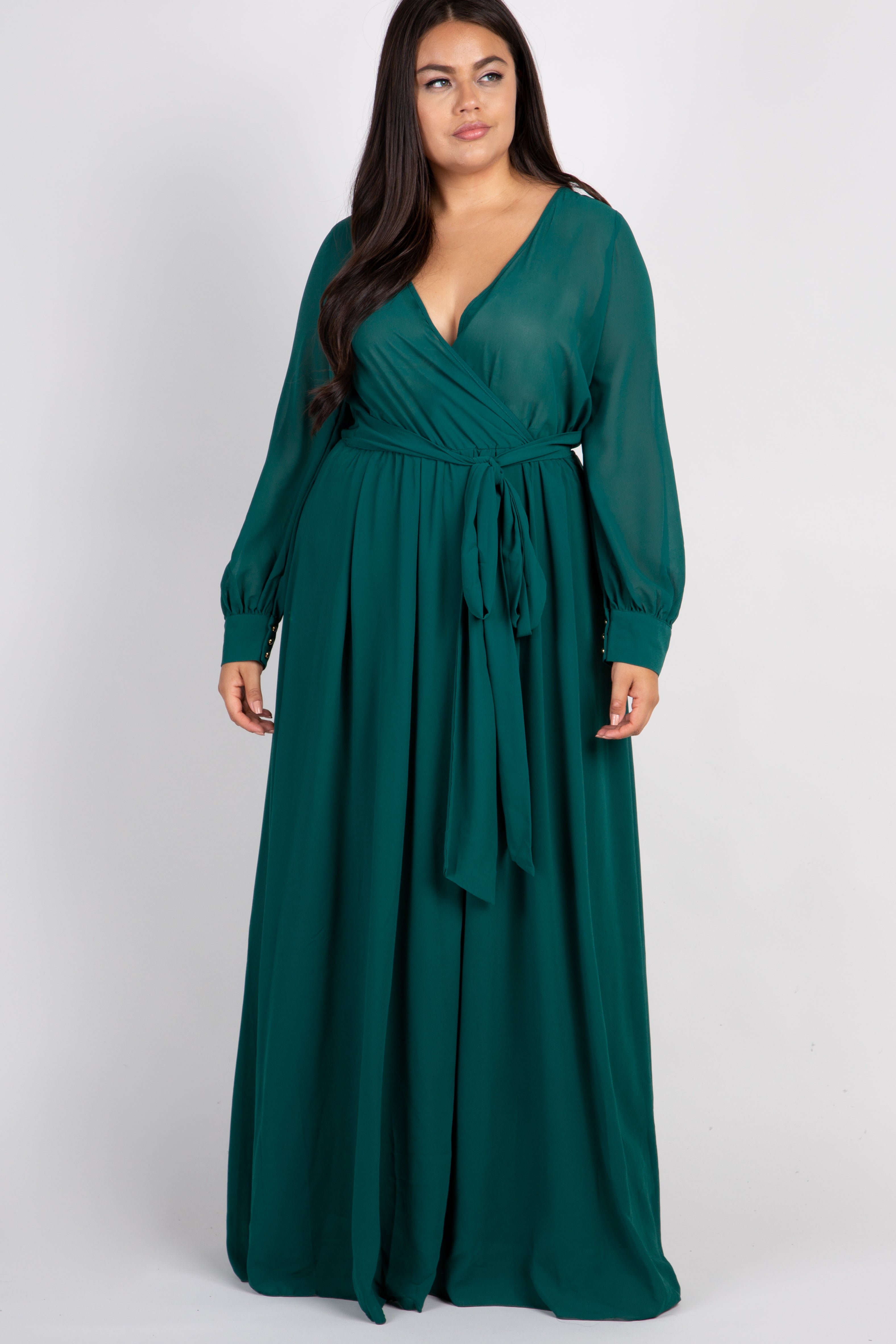 plus size green long sleeve dress Chiffon Pleated Maternity Maxi – PinkBlush Color:White Green cat:nightwear Purple Halter Neck Open Hemline/Train