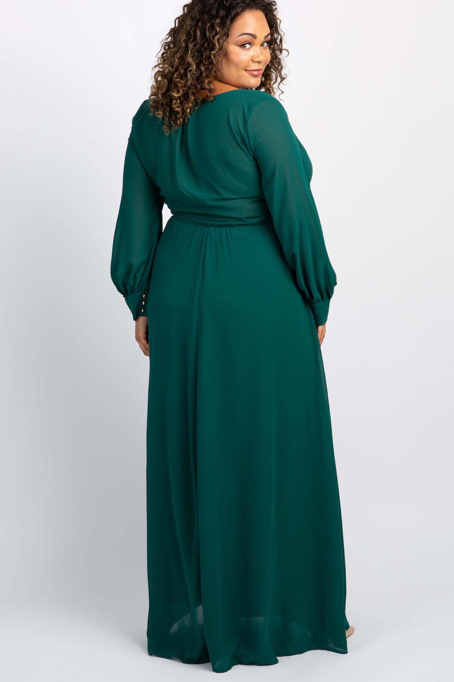 Green Chiffon Long Sleeve Pleated Plus Maternity Maxi Dress PinkBlush Green Chiffon Long Sleeve Pleated Plus Maternity Maxi Dress PinkBlush
