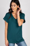 Forest Green V-Neck Pocket Accent Top