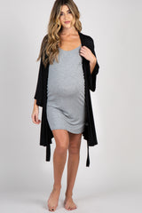 PinkBlush Black Delivery/Nursing Maternity Robe