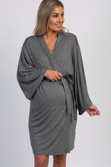 PinkBlush Charcoal Delivery/Nursing Maternity Robe