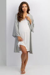 PinkBlush Heather Grey Delivery/Nursing Maternity Robe