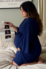 PinkBlush Navy Blue Delivery/Nursing Maternity Robe