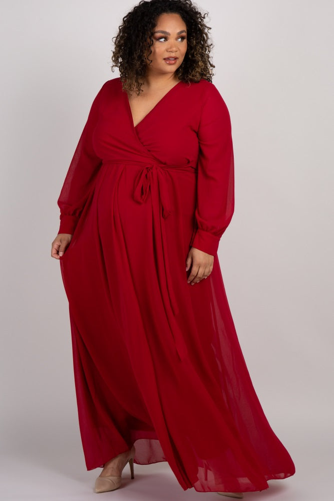 burgundy plus size maternity dress Chiffon Long Sleeve Maxi – PinkBlush Dew Drop Olympia One Shoulder Asymmetrical Size:36 X 38 letting the skirt flare