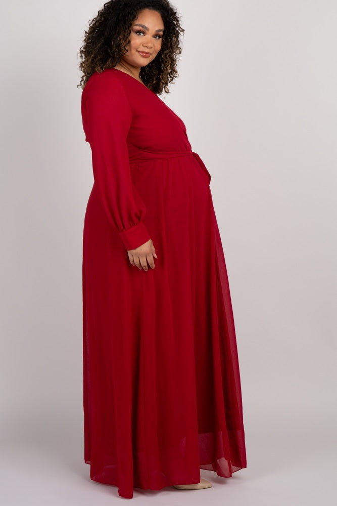 burgundy plus size maternity dress PinkBlush Maternity Pink Solid Off Shoulder Maxi Dress