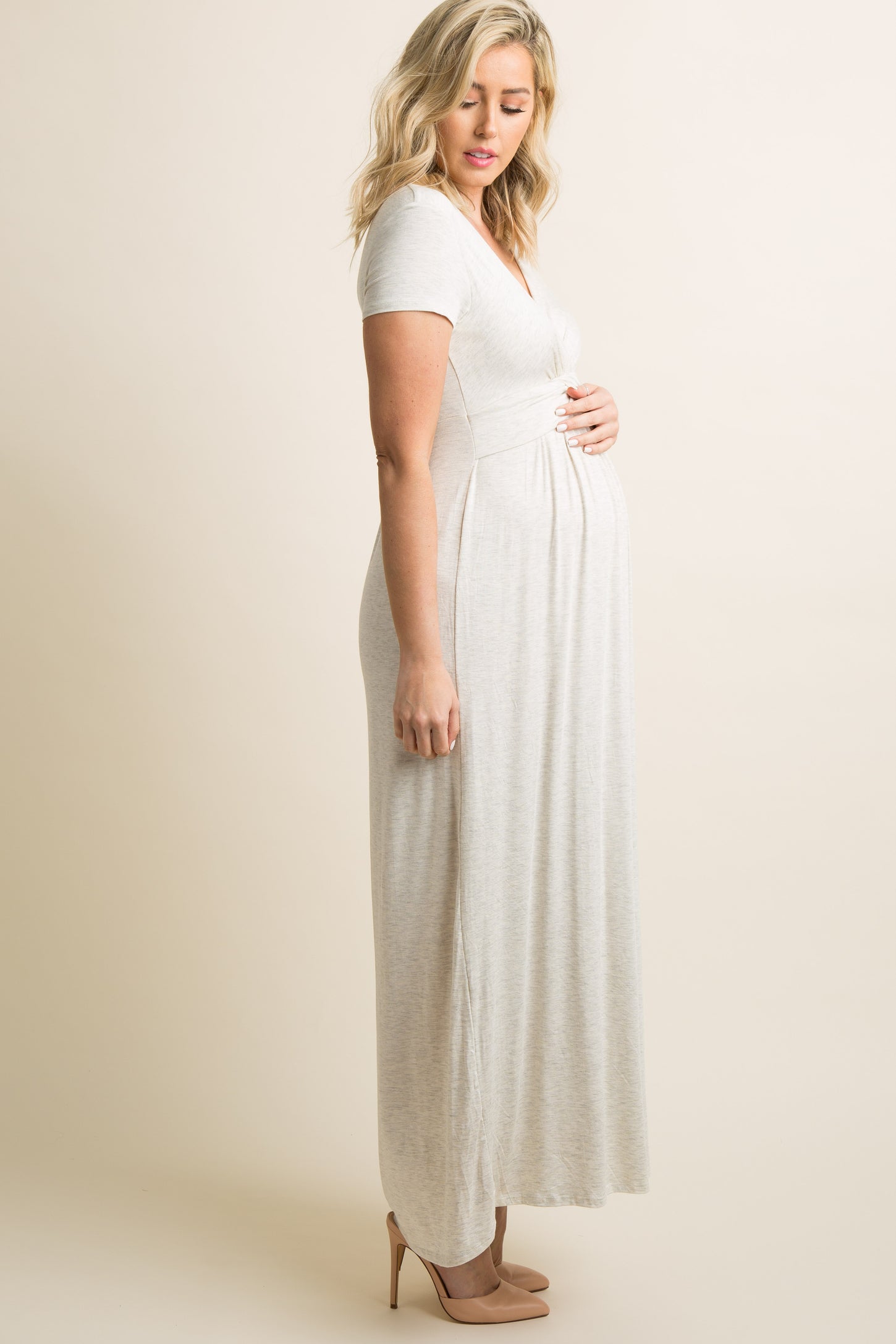 maternity petite maxi dress PinkBlush Petite Ivory Off Shoulder Maternity Maxi Dress