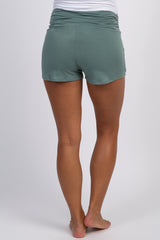 PinkBlush Olive Green Ruched Side Maternity Lounge Shorts