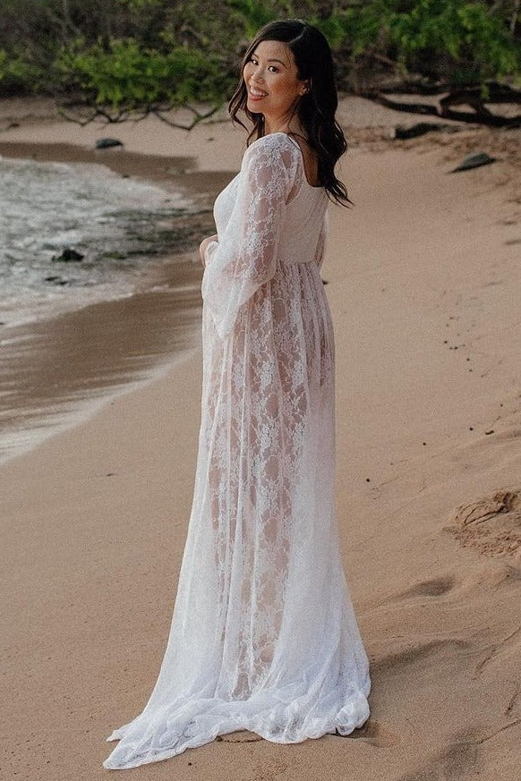 beach maternity photoshoot dress Camille captured by @hayleynicole.photography Magic created and captured during @minna.sophia.manu.portraits workshop. Photographers keep your eyes open for her next release it's epic Maternity Photoshoot Dress The vintage white A White Georgette Maternity Dress: Long