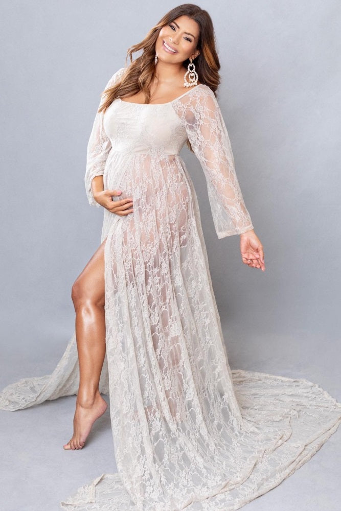 PinkBlush White Lace Off Shoulder Maternity Photoshoot Gown/Dress PinkBlush White Lace Off Shoulder Maternity Photoshoot Gown/Dress