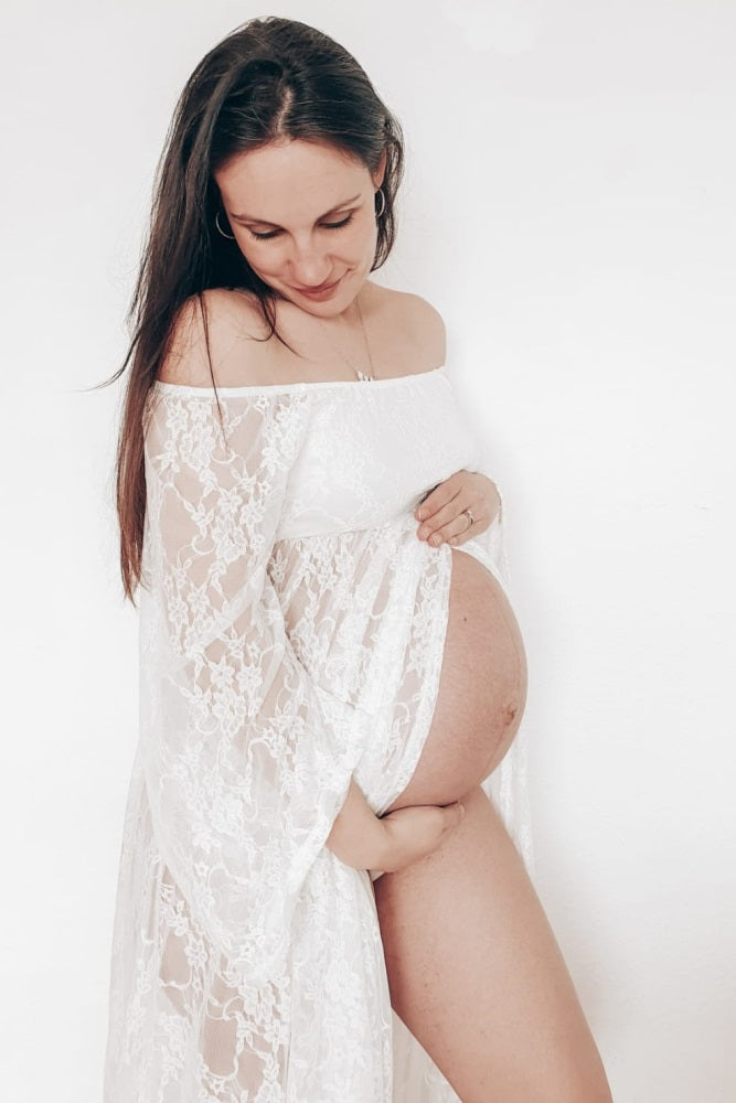 PinkBlush White Lace Off Shoulder Maternity Photoshoot Gown/Dress PinkBlush White Lace Off Shoulder Maternity Photoshoot Gown/Dress