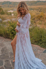 PinkBlush White Lace Off Shoulder Maternity Photoshoot Gown/Dress