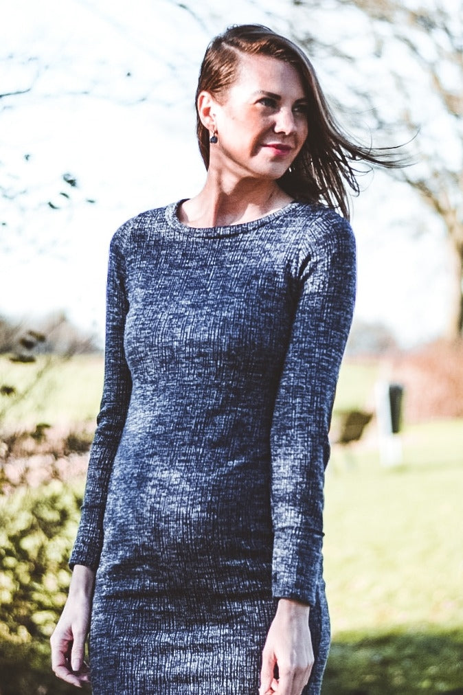 PinkBlush Navy Suede Elbow Patch Maternity Dress