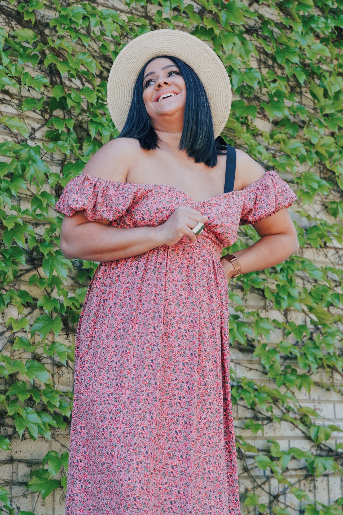 plus size pink floral dress Pink Floral Puff Sleeve Maxi Dress