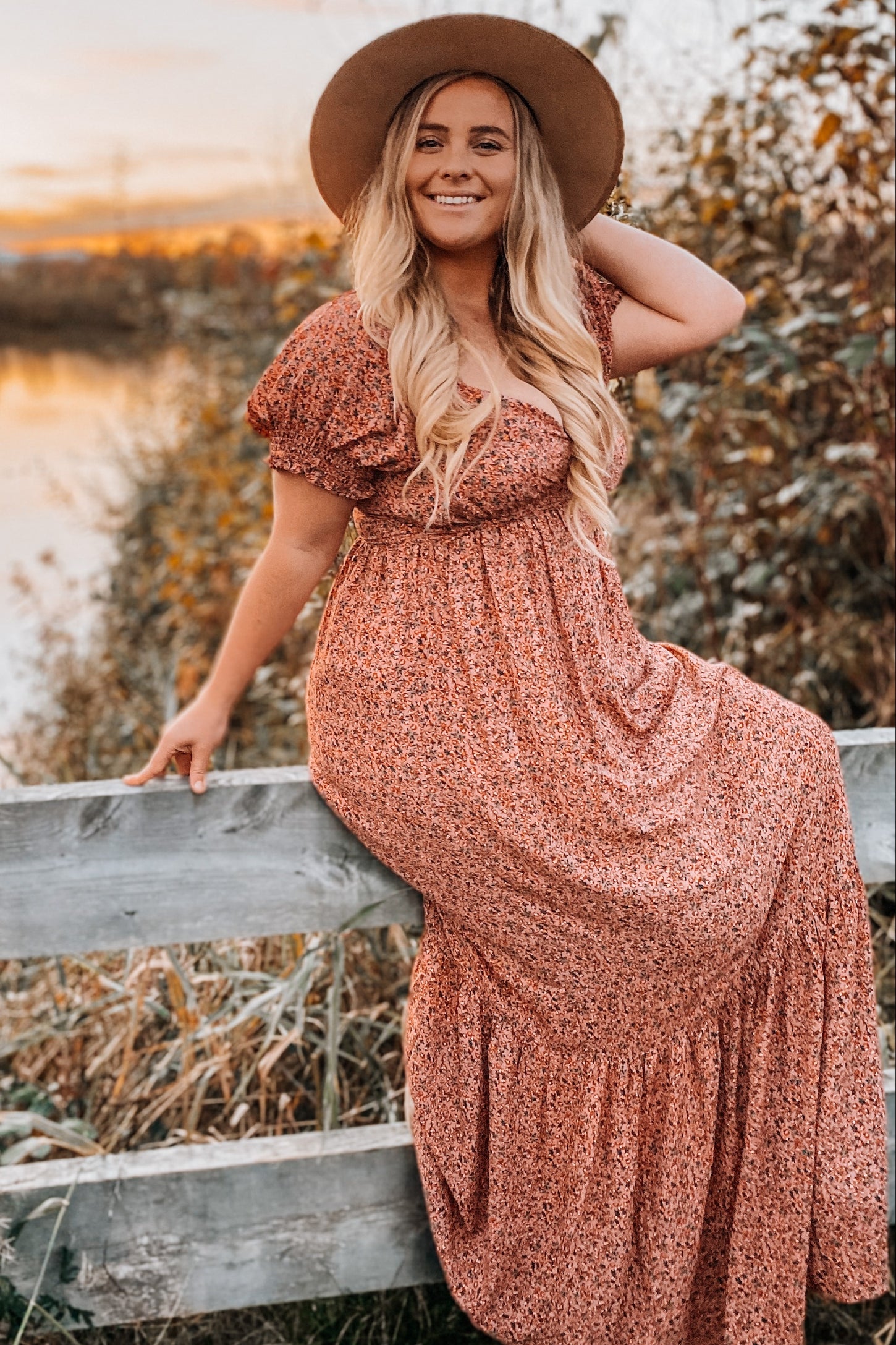 Pink Floral Puff Sleeve Maxi Dress Pink Floral Puff Sleeve Maxi Dress
