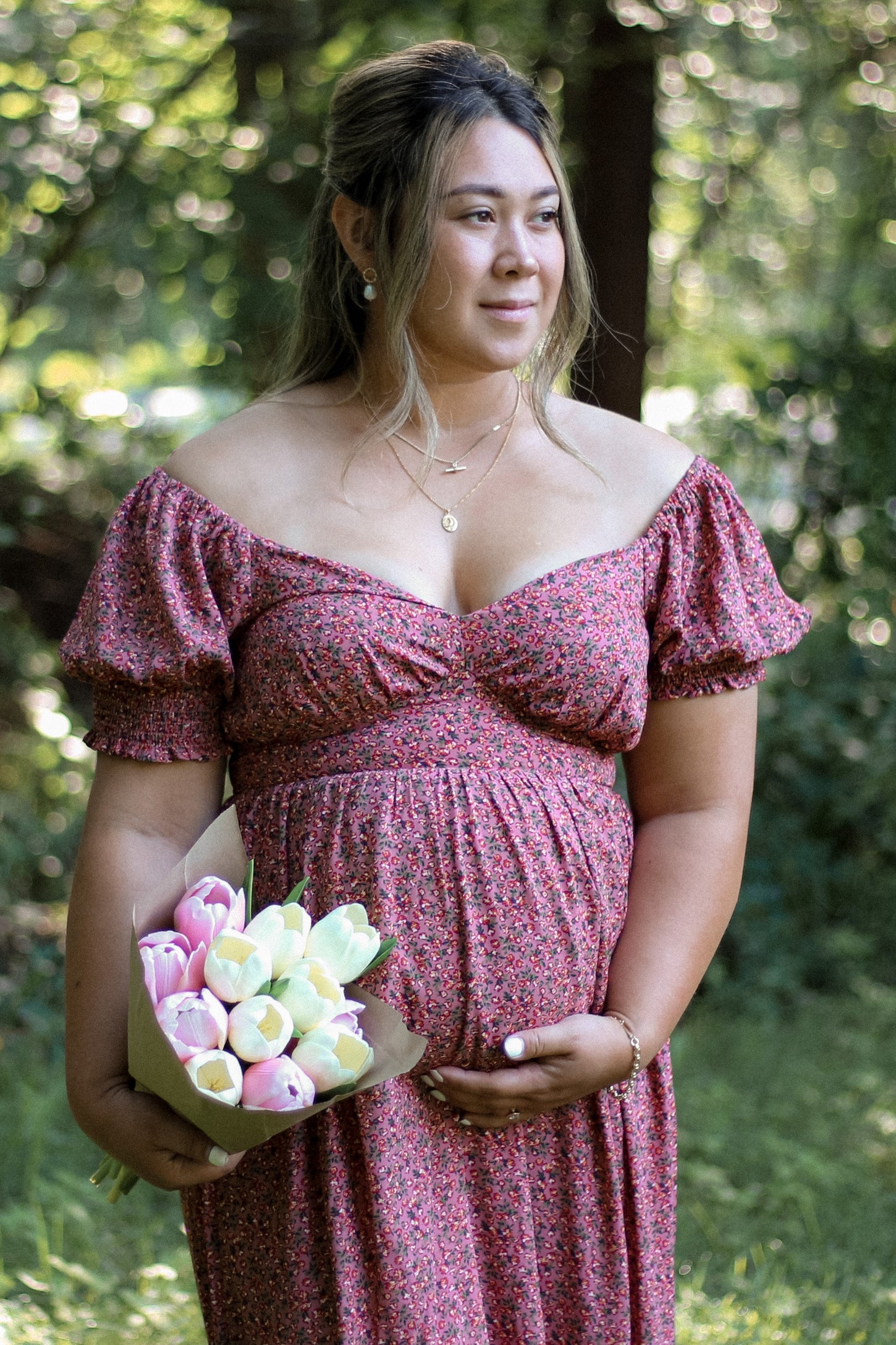 Pink Floral Puff Sleeve Maternity Maxi Dress PinkBlush Pink Floral Puff Sleeve Maternity Maxi Dress PinkBlush