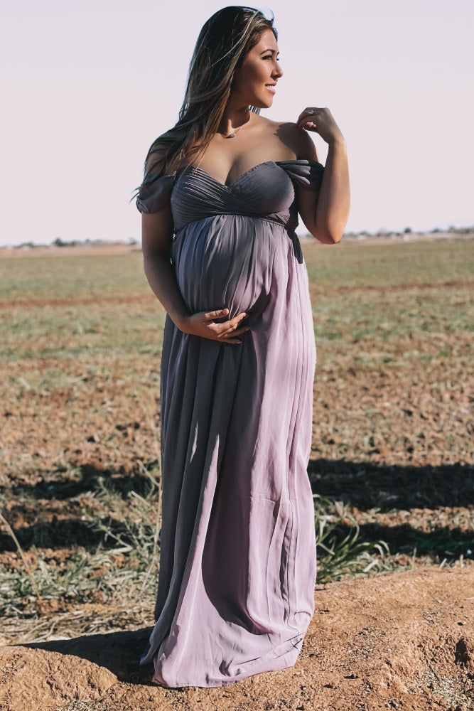 PinkBlush Lavender Chiffon Maternity Dress