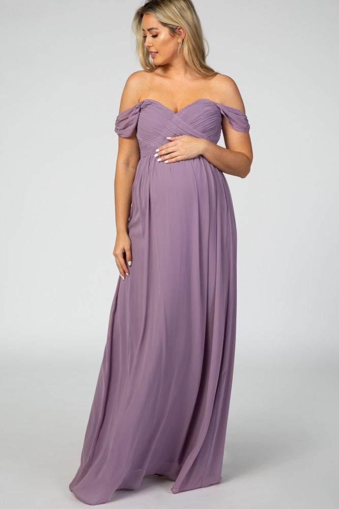 PinkBlush Lavender Chiffon Maternity Dress