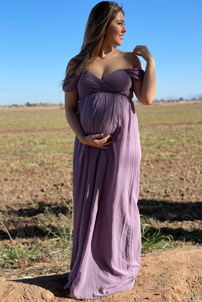 PinkBlush Lavender Chiffon Maternity Dress