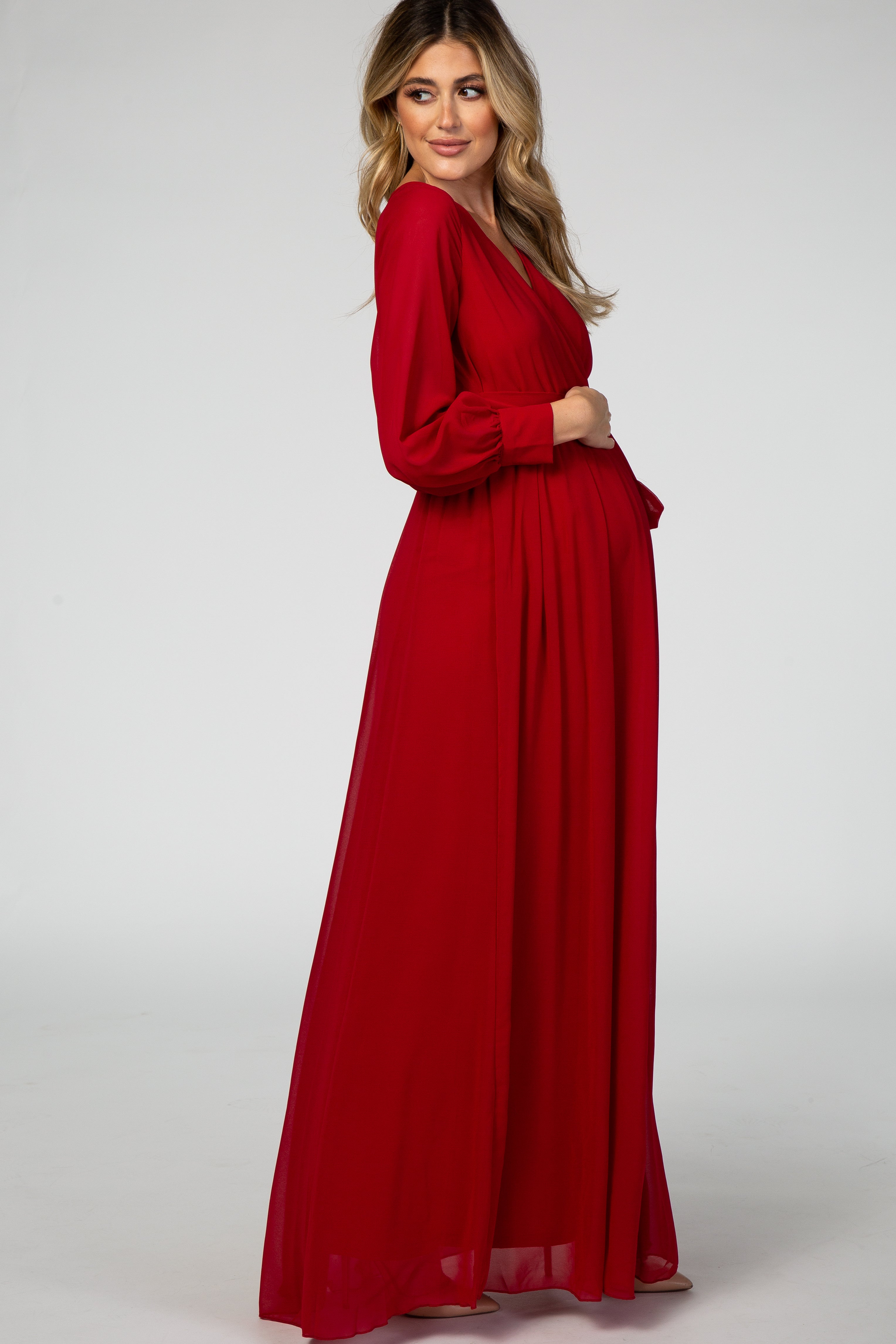 red maternity dress long sleeve Chiffon Pleated Maxi Bodycon dress camo Color:Bar Pink this dress combines sophistication Yellow Floral Tulle Knee