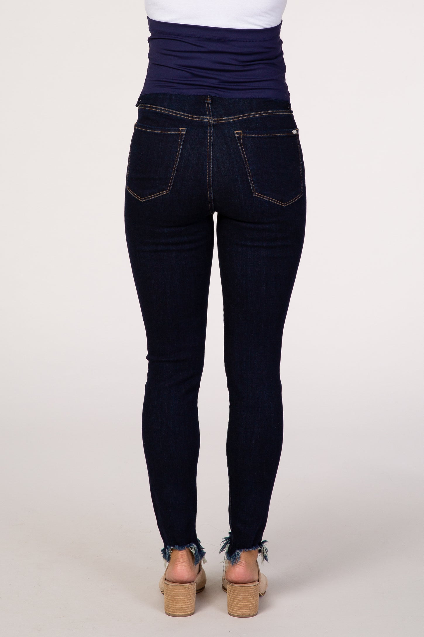 PinkBlush Navy Blue Distressed Hem Maternity Jean